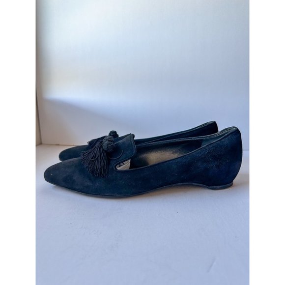 Stuart Weitzman Tassatrio Loafers Black Suede Tassled Classic Flats - Picture 3 of 8